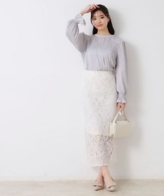レースコード刺繍スカート（２００２４３４０７７）