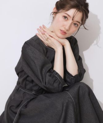 【大人可愛い・美シルエット】デニムライク袖リボンワンピース（２００２４３４０８３）