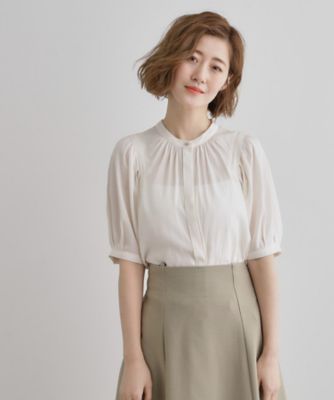 洗える】ヴィンテージサテンウイングスリーブブラウス