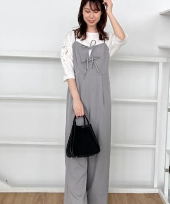 大人可愛い・肩紐調節可能】リボンキャミサロペット