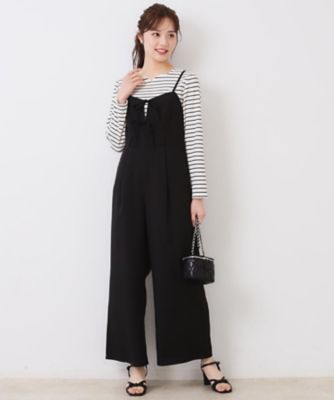 大人可愛い・肩紐調節可能】リボンキャミサロペット