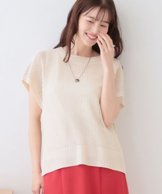 ＜SHOO LA RUE (Women)＞【２点セット】大人ナチュラルなメッシュ編みニット×タンクトップ（２００２４３４７２１）