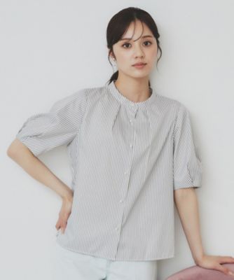 index (Women)/インデックス バンドカラータックブラウス【洗濯機可・イージーアイロン・防シワ】（２００２４３５３０７）