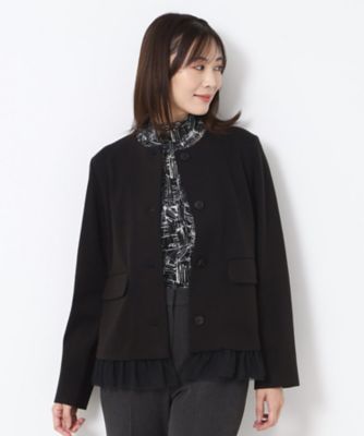 ＜CORDIER (Women)＞【Ｍ～３Ｌサイズ／裾チュール取り外し可／着丈変化／セットアップ可】ファンタスジャージツイード調ジャケット（２００２４３５５０４）