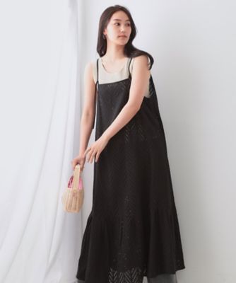 ＜OPAQUE.CLIP (Women)＞インドコットンアイレット刺繍キャミワンピース【洗える】（２００２４３５８７４）