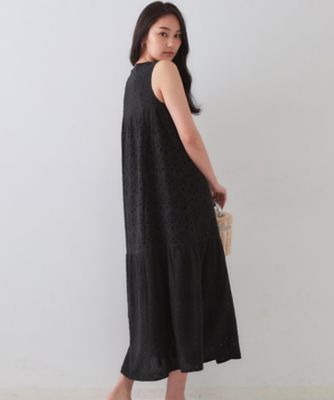 インドコットンアイレット刺繍ティアードワンピース【洗える】（２００２４３５８７８）