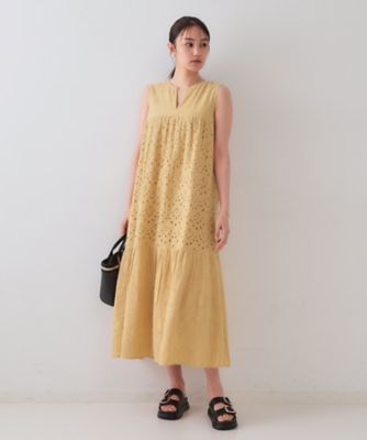 インドコットンアイレット刺繍ティアードワンピース【洗える】（２００２４３５８７８）