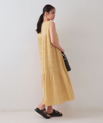 インドコットンアイレット刺繍ティアードワンピース【洗える】（２００２４３５８７８）