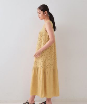 インドコットンアイレット刺繍ティアードワンピース【洗える】（２００２４３５８７８）
