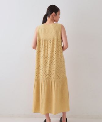 インドコットンアイレット刺繍ティアードワンピース【洗える】（２００２４３５８７８）