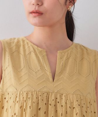 インドコットンアイレット刺繍ティアードワンピース【洗える】（２００２４３５８７８）