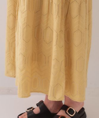 インドコットンアイレット刺繍ティアードワンピース【洗える】（２００２４３５８７８）