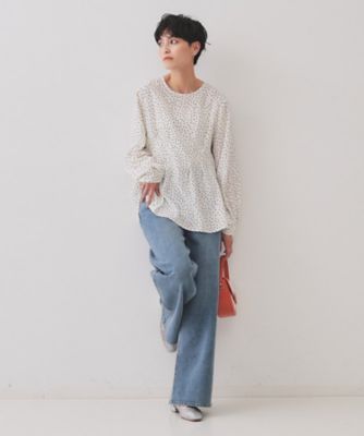 ダックス です★美品★ドットプリント2wayブラウス OPAQUE.CLIP ブラウス シャツ ドットプリントタックブラウス