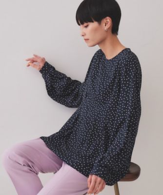 【SALE】OPAQUE.CLIP (Women)/オペークドットクリップ ドットプリントタックブラウス(2002436301) アオ194 トップス【三越伊勢丹/公式】
