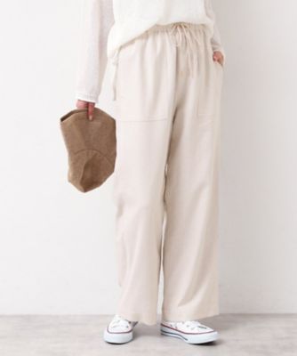 ＜Dessin (Women)＞【セットアップ可能・ウエストゴム・洗える】リネンブレンドポケット付パンツ（Ｓ～Ｌ）（２００２４３６７８１）