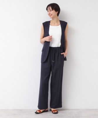 【セットアップ可能・ウエストゴム・洗える】リネンブレンドポケット付パンツ（Ｓ～Ｌ）（２００２４３６７８１）