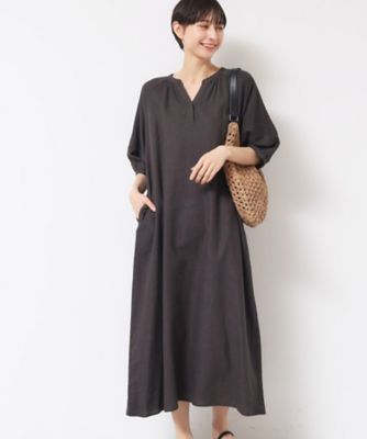 洗える】パフスリーブAラインワンピース（S～L