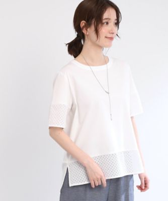 【Ｅ‐ＱＵＡＬＩＴＹ／手洗い可】コットンレースドッキングＴシャツ（２００２４３７０８２）