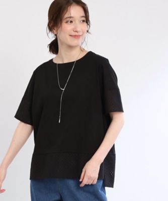 【Ｅ‐ＱＵＡＬＩＴＹ／手洗い可】コットンレースドッキングＴシャツ（２００２４３７０８２）