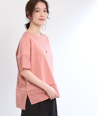 【Ｅ‐ＱＵＡＬＩＴＹ／手洗い可】コットンレースドッキングＴシャツ（２００２４３７０８２）