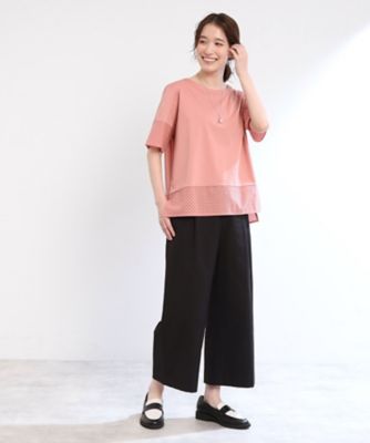 【Ｅ‐ＱＵＡＬＩＴＹ／手洗い可】コットンレースドッキングＴシャツ（２００２４３７０８２）