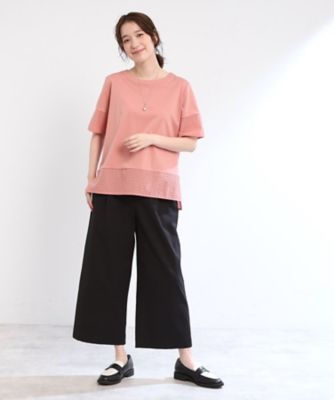 【Ｅ‐ＱＵＡＬＩＴＹ／手洗い可】コットンレースドッキングＴシャツ（２００２４３７０８２）