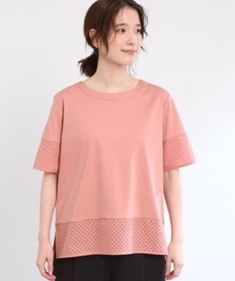 【Ｅ‐ＱＵＡＬＩＴＹ／手洗い可】コットンレースドッキングＴシャツ（２００２４３７０８２）