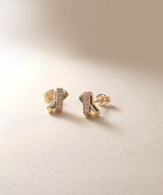 Ｋ１０ダイヤモンド　アシンメトリークロス　スタッドピアス（２００２４３７０９５）