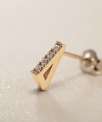 K10ダイヤモンド トライアングルシェイプ スタッドピアス
