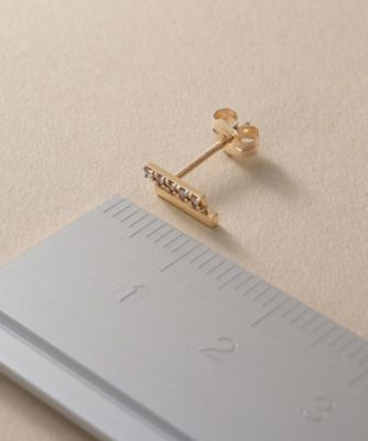 K10ダイヤモンド シフテッドレクタングル スタッドピアス