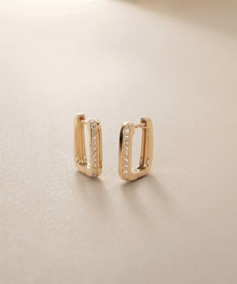 Ｋ１０ダイヤモンド　スクエア　中折れピアス（２００２４３７０９８）