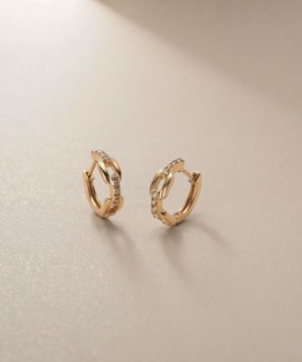 ＜COCOSHNIK (Women)＞Ｋ１０ダイヤモンド　ケーブルチェーンモチーフ　中折れピアス（２００２４３７０９９）
