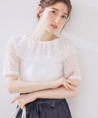 COUTURE BROOCH (Women)/クチュールブローチ レースフレアオフショルＴＯＰＳ（２００２４３７４２３）
