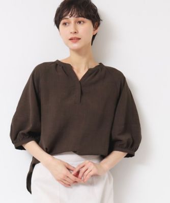 【洗える】スキッパ―五分袖ブラウス（ＸＳ～Ｌ）（２００２４３７６９２）