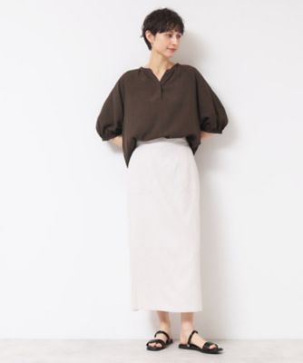 【洗える】スキッパ―五分袖ブラウス（ＸＳ～Ｌ）（２００２４３７６９２）