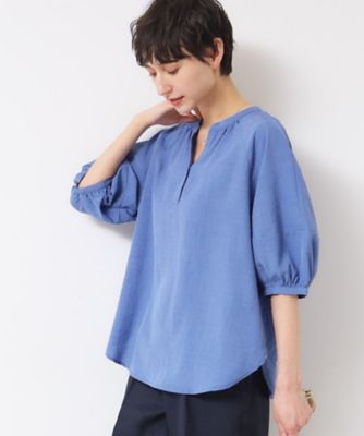 【洗える】スキッパ―五分袖ブラウス（ＸＳ～Ｌ）（２００２４３７６９２）