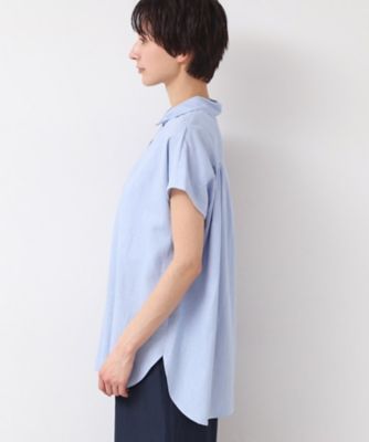【洗える】シャツカラーフレンチスリーブブラウス（ＸＳ～Ｌ）（２００２４３７７１９）