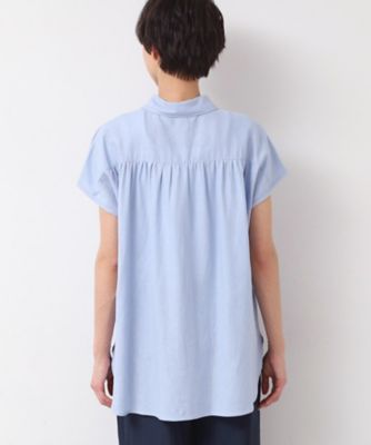 【洗える】シャツカラーフレンチスリーブブラウス（ＸＳ～Ｌ）（２００２４３７７１９）