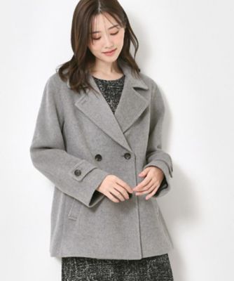 ＜CORDIER (Women)＞【Ｍ～３Ｌサイズ】大人のためのプレミアムピュアウールピーコート（２００２４３７７７１）