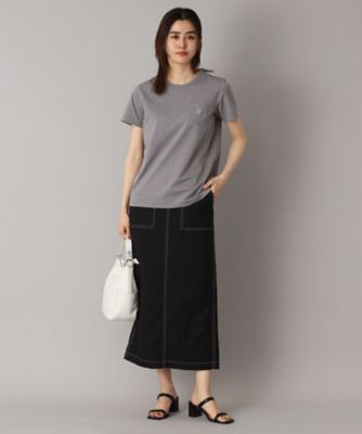 洗える／後ろウエストゴム】リネンブレンドタイトスカート