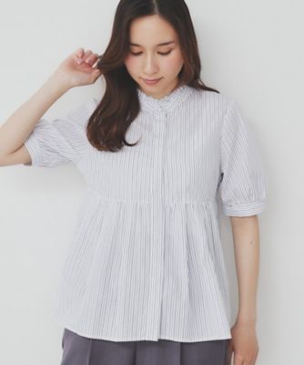 index (Women)/インデックス 《５色展開》フリルバンドカラーペプラムブラウス【洗濯機洗い可／イージーアイロン／防シワ】（２００２４３７９２７）