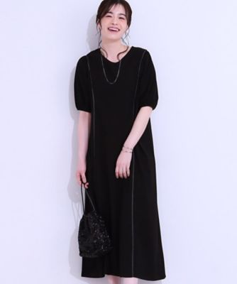 ＜SHOO LA RUE (Women)＞【ひんやり／Ｓ－ＬＬ】微配色ラインですっきり見え　大人のためのワンピース（２００２４３７９２９）