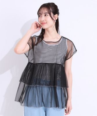 【２点セット】Ｔシャツ＋チュールトップス（２００２４３７９３０）