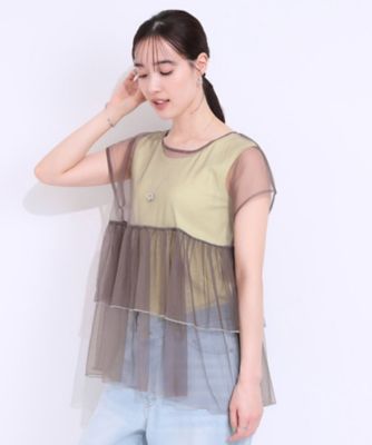 【２点セット】Ｔシャツ＋チュールトップス（２００２４３７９３０）