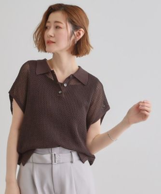 取り入れるだけで旬顔　メッシュ編みポロニット（２００２４３８２４５）