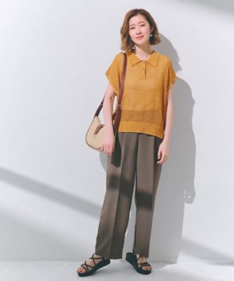 【洗える・シワになりにくい】麻調センタープレスワイドパンツ（２００２４３８３１６）