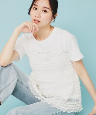 index (Women)/インデックス ロゴＴ＆チュールキャミＳＥＴ【洗濯機可・ＵＶケア・接触冷感】（２００２４３９０２８）