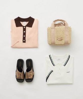 ロゴ刺繍ポロニット【洗濯機洗い可／抗ピル】（２００２４３９１５２）