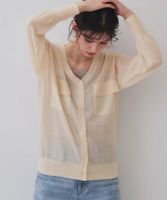 【SALE】OPAQUE.CLIP (Women)/オペークドットクリップ ポケットシアーニットカーディガン(2002439394) ベージュ051 トップス【三越伊勢丹/公式】
