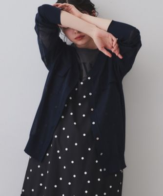 【SALE】OPAQUE.CLIP (Women)/オペークドットクリップ ポケットシアーニットカーディガン(2002439394) アオ094 トップス【三越伊勢丹/公式】